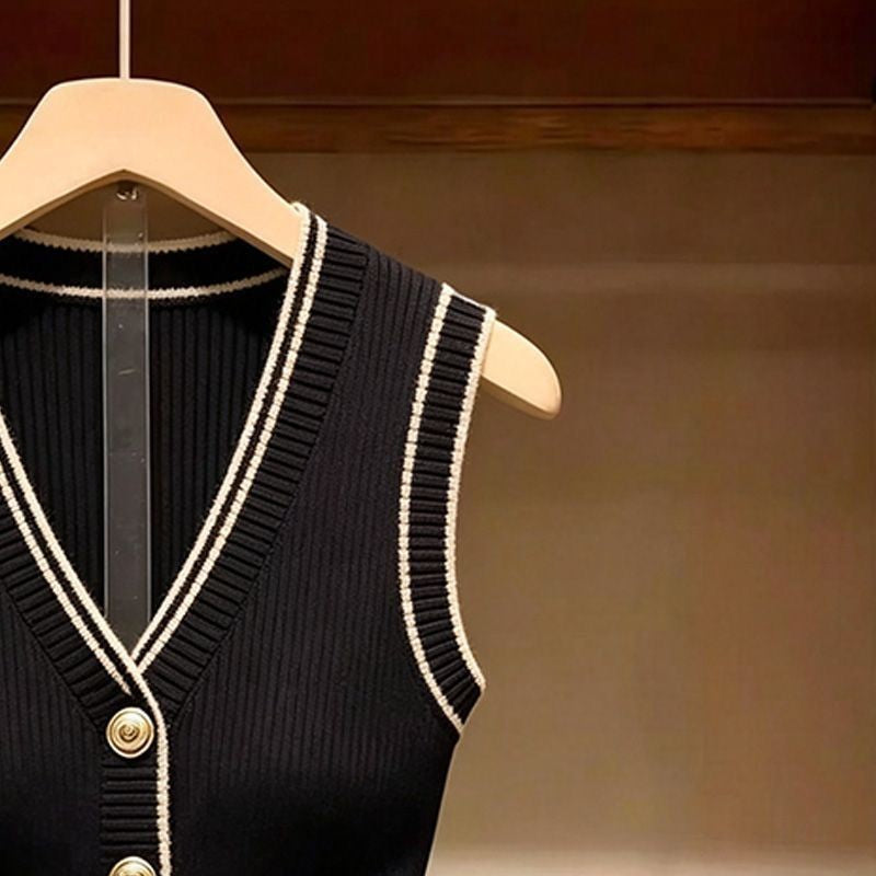 Monique Contrast-Trim Knit Vest