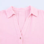 Camisa de Manga Larga HipSeam para Mulheres, Primavera, Com Barra Assimétrica e Botões, Camisas Simples com Gola Johnny