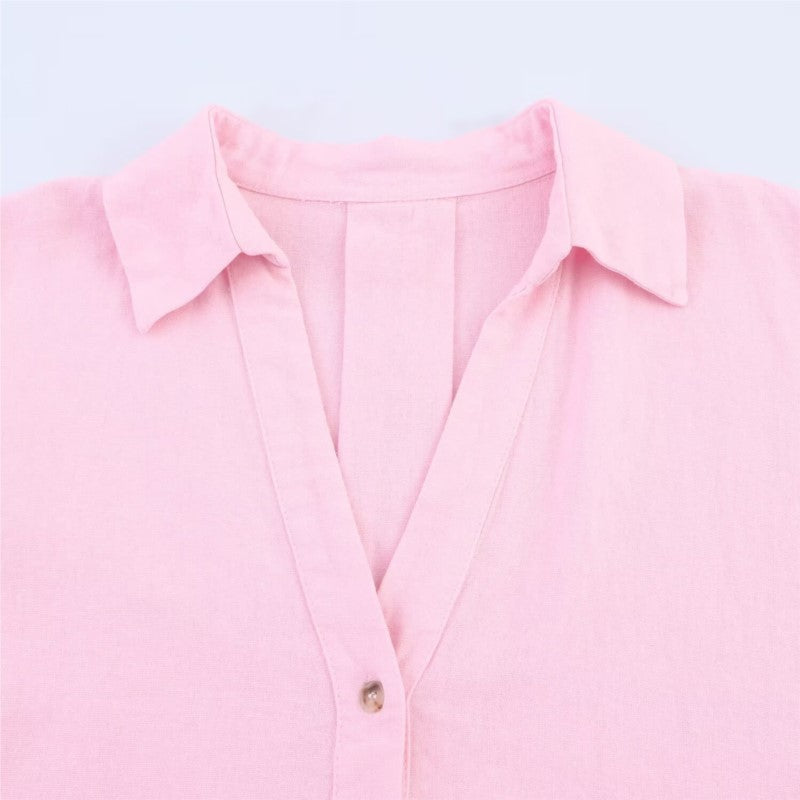 Camisa de Manga Larga HipSeam para Mulheres, Primavera, Com Barra Assimétrica e Botões, Camisas Simples com Gola Johnny