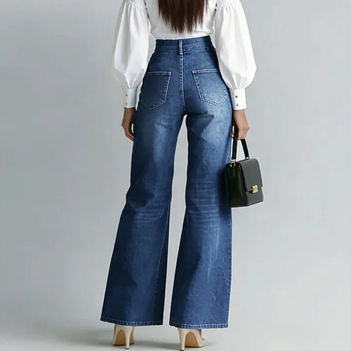 Aurelia Gold-Zip Wide-Leg Jeans