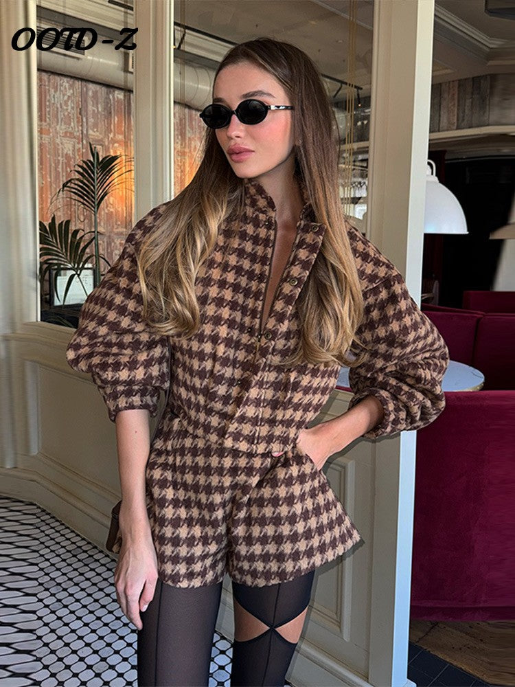 Georgia Plaid Zip Jacket & High-Waist Shorts Set