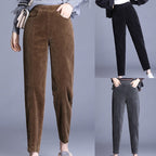 Calças casuais grossas de pelúcia mulheres veludo calças quentes outono inverno leggings cintura alta harem calças femininas