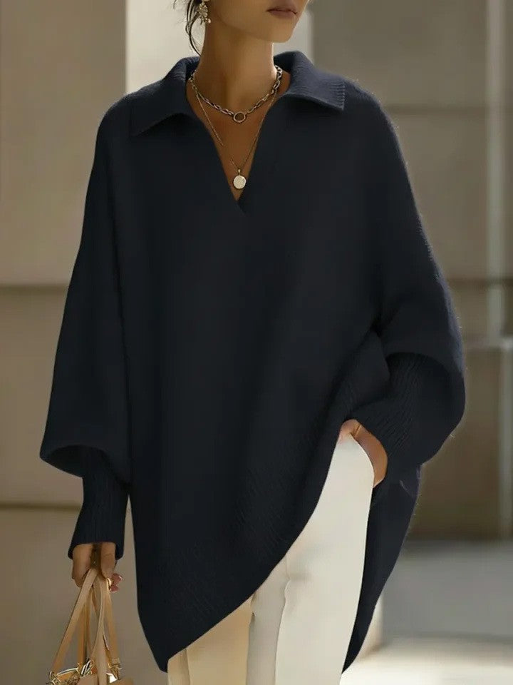 Suéter Tricotado Estilo Casual com Manga Longa e Zíper, Cor Sólida, Feminino, Outono Inverno, Fibra de Poliéster, Top Confort...