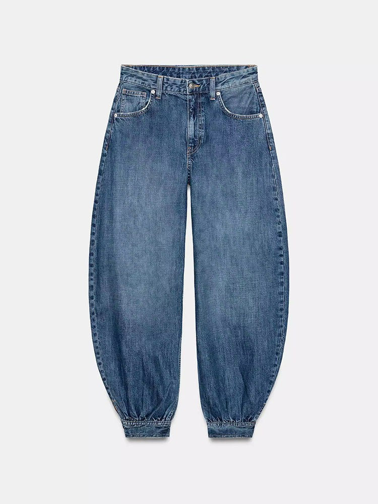 Josie Balloon-Leg Jeans with Bow Detail