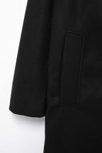 Hh feminino inverno casual mistura de lã entalhado lapela gola casaco chique trespassado trench coats oversized feminino jaquetas longas