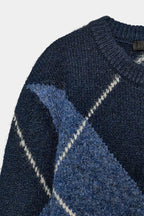 Nova Chegada de Primavera: Suéter Feminino de Tricô com Manga Longa, Gola Redonda e Padrão de Diamante, Simples, Casual, Caim...