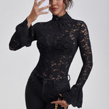 Anfilia Lace Turtleneck Blouse