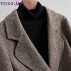 TESSCARA Mulheres Outono Inverno De Lã Mistura Básica Jaqueta Casaco Feminino Cashmere Quente Trench Office Manto Casacos Casacos & Coats