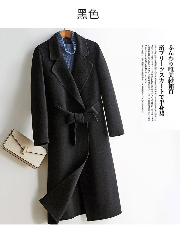Casaco Feminino CAIXINGLE de Lã 100% com Cinto, Elegante e Moderno, em Lã e Caxemira, Estilo Aberto