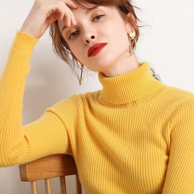 Suéter Feminino Heliar de Gola Alta para Outono, Pulôveres de Tricô Macios, Jumpers de Cashmere, Suéteres Básicos Macios para Mulheres, Outono Inverno 2026