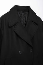 Hh feminino inverno casual mistura de lã entalhado lapela gola casaco chique trespassado trench coats oversized feminino jaquetas longas