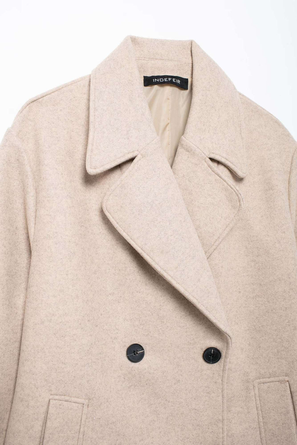 Hh feminino inverno casual mistura de lã entalhado lapela gola casaco chique trespassado trench coats oversized feminino jaquetas longas
