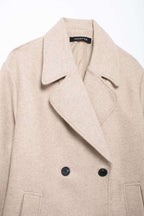Hh feminino inverno casual mistura de lã entalhado lapela gola casaco chique trespassado trench coats oversized feminino jaquetas longas