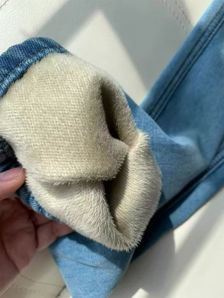 Nora Fleece-Lined Wide-Leg Jeans