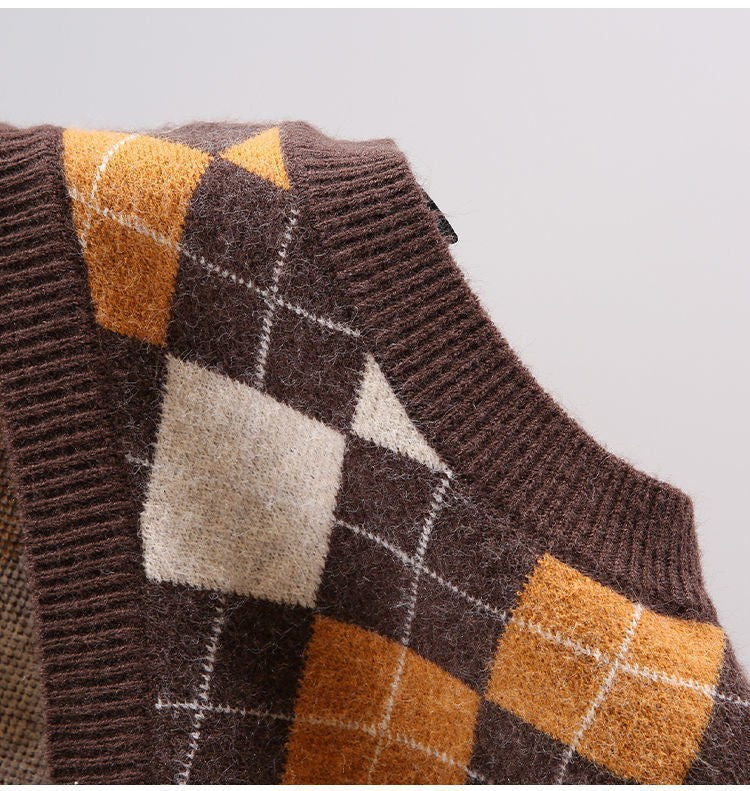 Harper Vintage Argyle Knit Vest