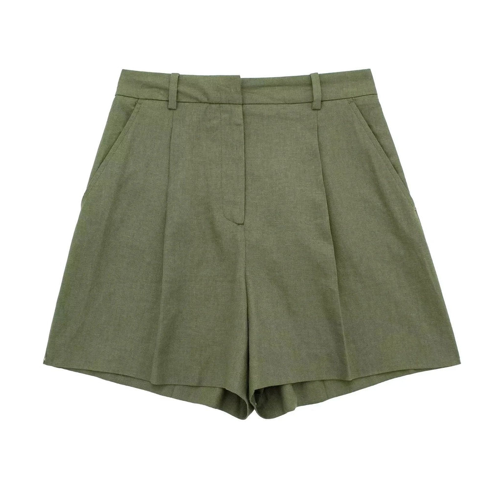 Piper Slim V-Neck Vest & Pleated Shorts Set
