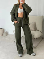Harlow Zip-Front Sweatshirt & Lace-Up Pants Set