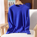 Outono e inverno novo suéter de caxemira de vison feminino curto grosso semi-gola alta camisa de fundo cor sólida simples topo
