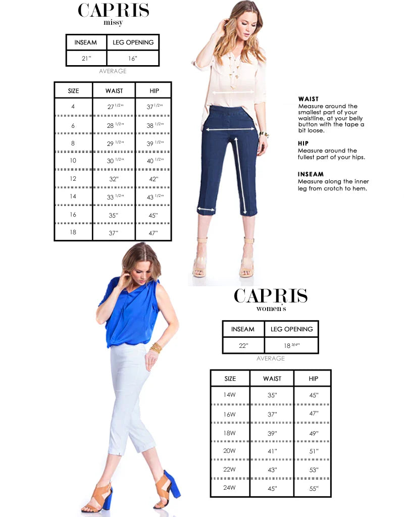 Plus Size Black Pull On Capris with Pockets
