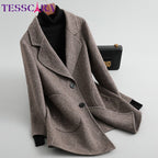 TESSCARA Mulheres Outono Inverno De Lã Mistura Básica Jaqueta Casaco Feminino Cashmere Quente Trench Office Manto Casacos Casacos & Coats