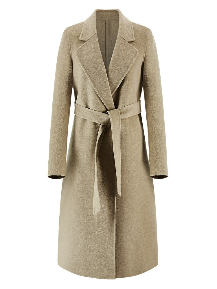 Casaco Feminino CAIXINGLE de Lã 100% com Cinto, Elegante e Moderno, em Lã e Caxemira, Estilo Aberto