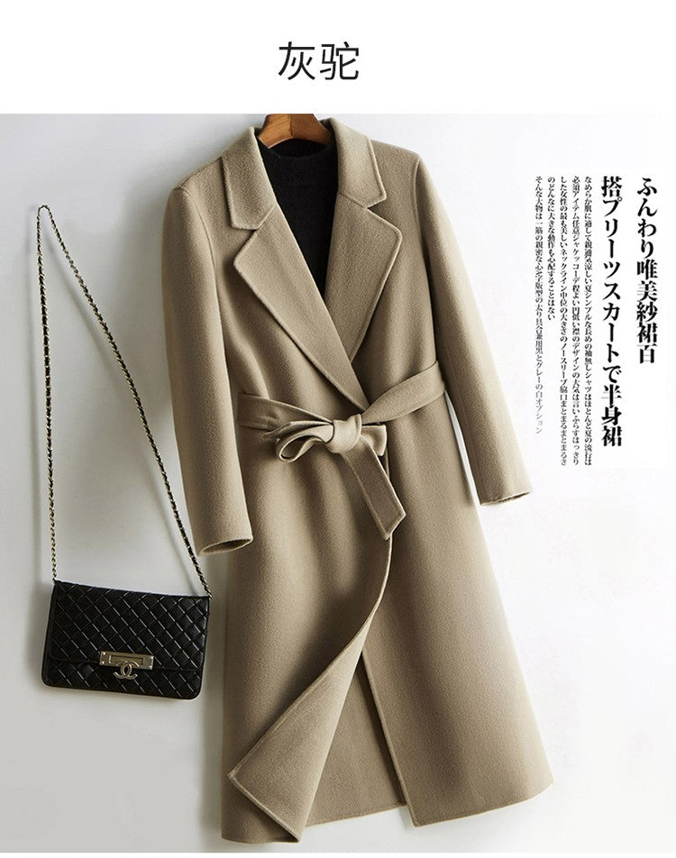 Casaco Feminino CAIXINGLE de Lã 100% com Cinto, Elegante e Moderno, em Lã e Caxemira, Estilo Aberto