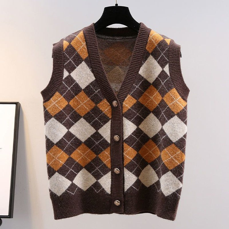 Harper Vintage Argyle Knit Vest