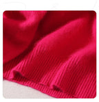 Outono e inverno novo suéter de caxemira de vison feminino curto grosso semi-gola alta camisa de fundo cor sólida simples topo