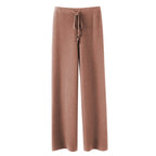 Sable Cashmere-Knit Wide-Leg Trousers