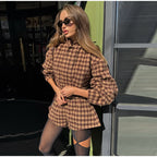 Georgia Plaid Zip Jacket & High-Waist Shorts Set