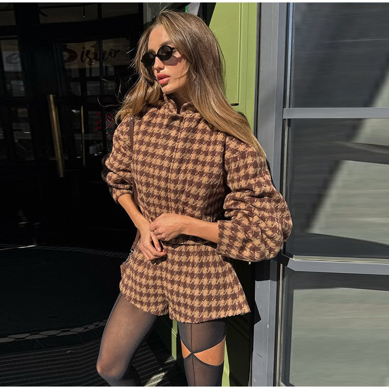Georgia Plaid Zip Jacket & High-Waist Shorts Set