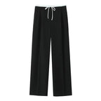 Hxao Pleated Wide-Leg Lace-Up Trousers