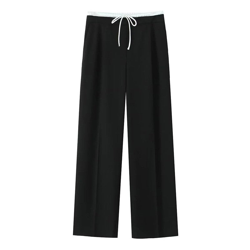 Hxao Pleated Wide-Leg Lace-Up Trousers