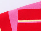 Polo de Malha Listrado Rosa e Vermelho 2026 - Blusa Feminina de Manga Longa com Gola Dobrável, Solta, para Uso Casual Diário na Primavera e Outono