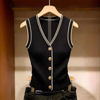 Monique Contrast-Trim Knit Vest