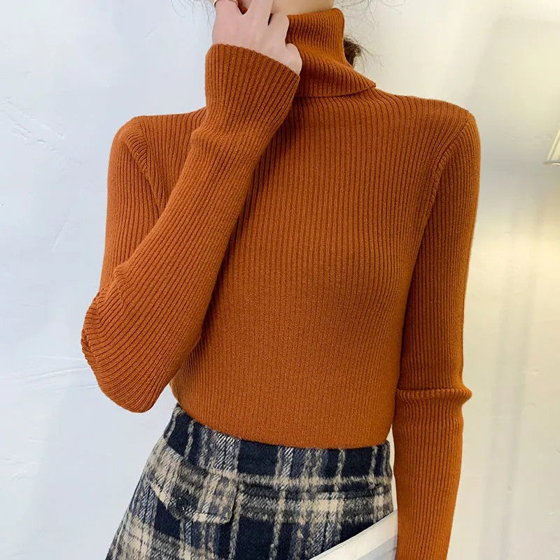 Suéter Feminino Heliar de Gola Alta para Outono, Pulôveres de Tricô Macios, Jumpers de Cashmere, Suéteres Básicos Macios para Mulheres, Outono Inverno 2026