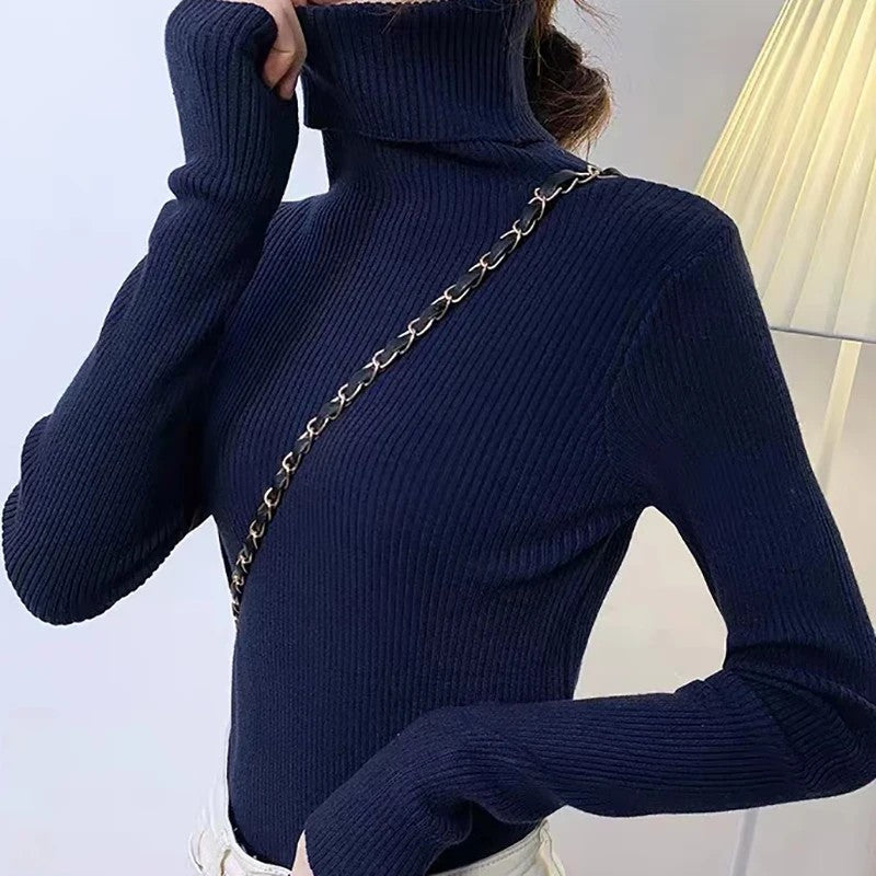 Suéter Feminino Heliar de Gola Alta para Outono, Pulôveres de Tricô Macios, Jumpers de Cashmere, Suéteres Básicos Macios para Mulheres, Outono Inverno 2026