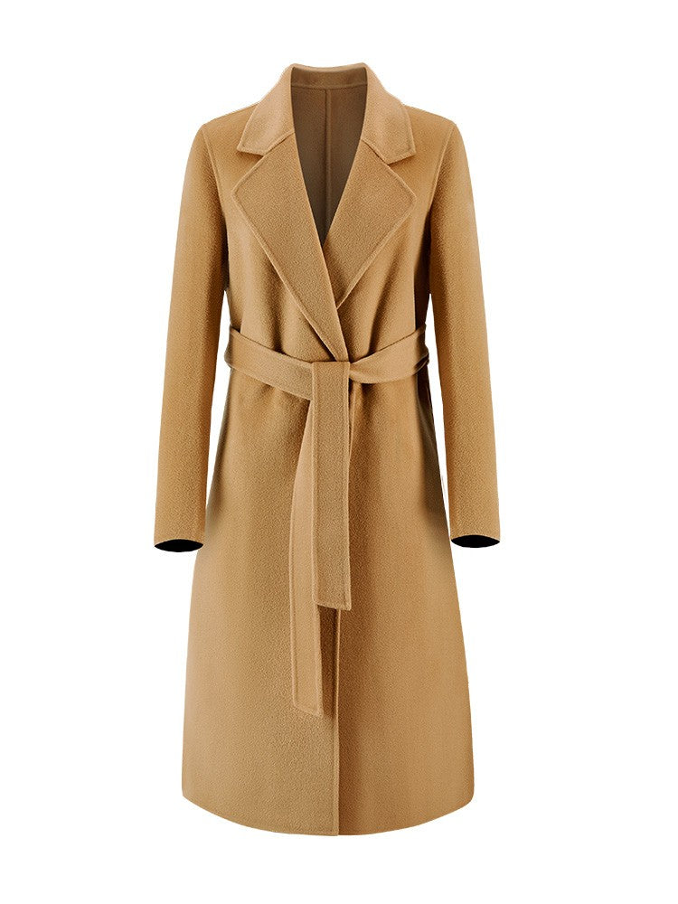 Casaco Feminino CAIXINGLE de Lã 100% com Cinto, Elegante e Moderno, em Lã e Caxemira, Estilo Aberto