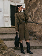 Marielle Faux-Suede Jacket & Bermuda Shorts Set