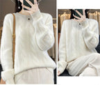 Feminino 100% lã merino camisola o pescoço manga longa cashmere malhas pulôver aliselect moda outono inverno roupas topos
