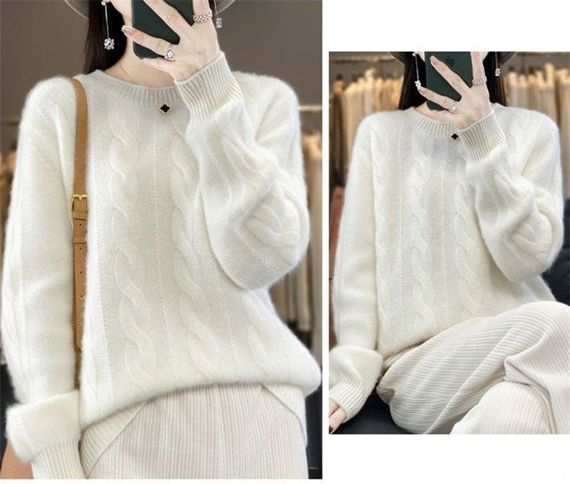 Feminino 100% lã merino camisola o pescoço manga longa cashmere malhas pulôver aliselect moda outono inverno roupas topos