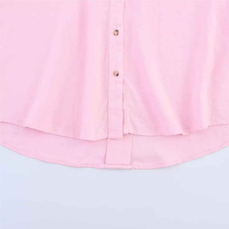 Camisa de Manga Larga HipSeam para Mulheres, Primavera, Com Barra Assimétrica e Botões, Camisas Simples com Gola Johnny