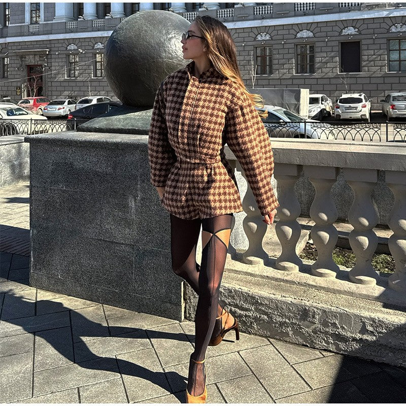 Georgia Plaid Zip Jacket & High-Waist Shorts Set