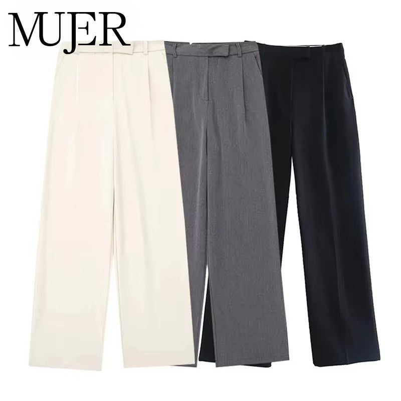 Maya High-Rise Wide-Leg Office Trousers