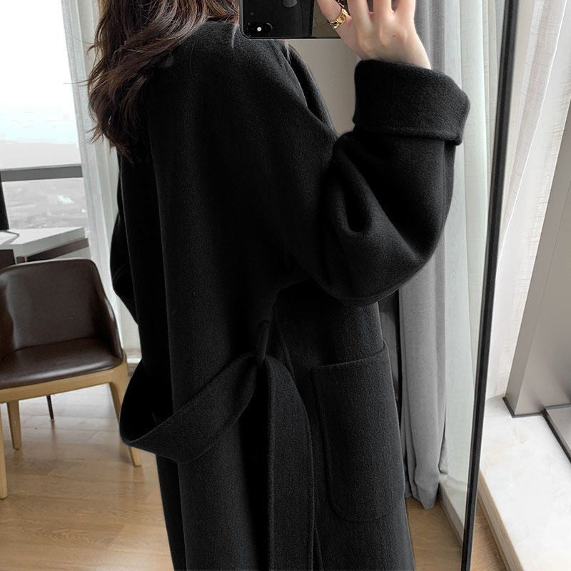 Odette Belted Navy Wool Trench Coat