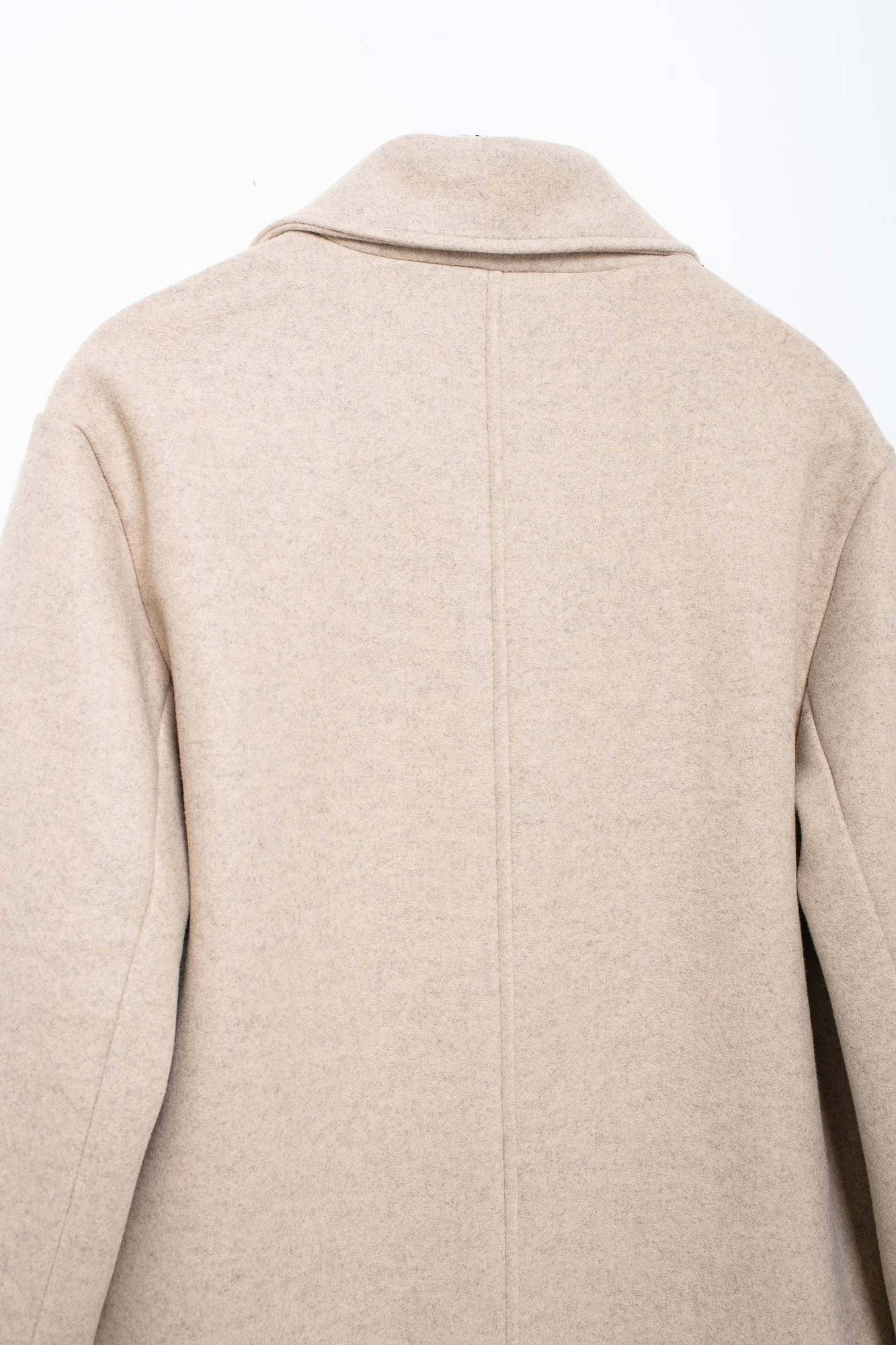 Hh feminino inverno casual mistura de lã entalhado lapela gola casaco chique trespassado trench coats oversized feminino jaquetas longas