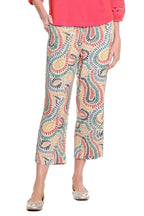 Multi-Needle Elastic Shirred Waist Pullover Crop Woven Pant - Multi