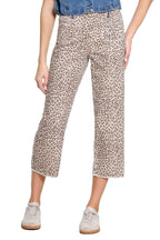 Wide Leg Crop Jean with Pleated Pocket Detail - Neutral Animal Print