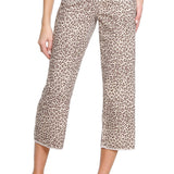 Wide Leg Crop Jean with Pleated Pocket Detail - Neutral Animal Print