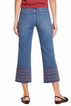 Embroidered Hem Kick Crop Jean - Dark Indigo